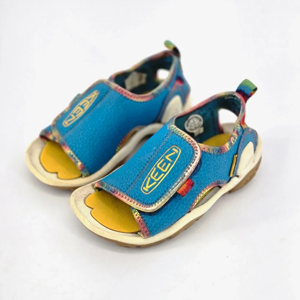 KEEN Kids Knotch River OT Blue Yellow Tie Dye Water Sandals Size 8 Toddler GUC